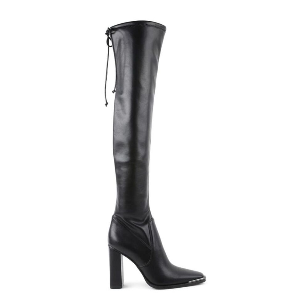 BCBGENERATION Womens Black Tie Metallic Adjustable Abanna Block Heel Boots 9.5